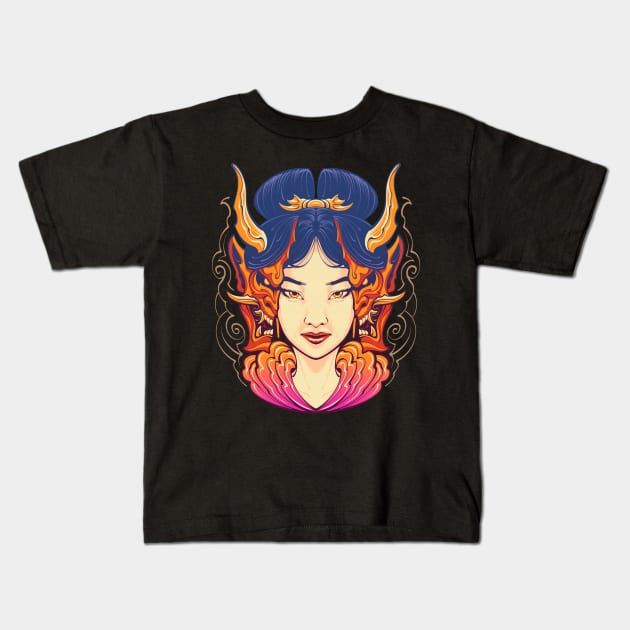 japanese geisha Kids T-Shirt by SINGINK